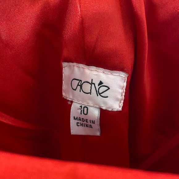 CACHE Red Strapless Ruched Pleated Flower Appliqué Detail Cocktail Mini Dress - Picture 5 of 12